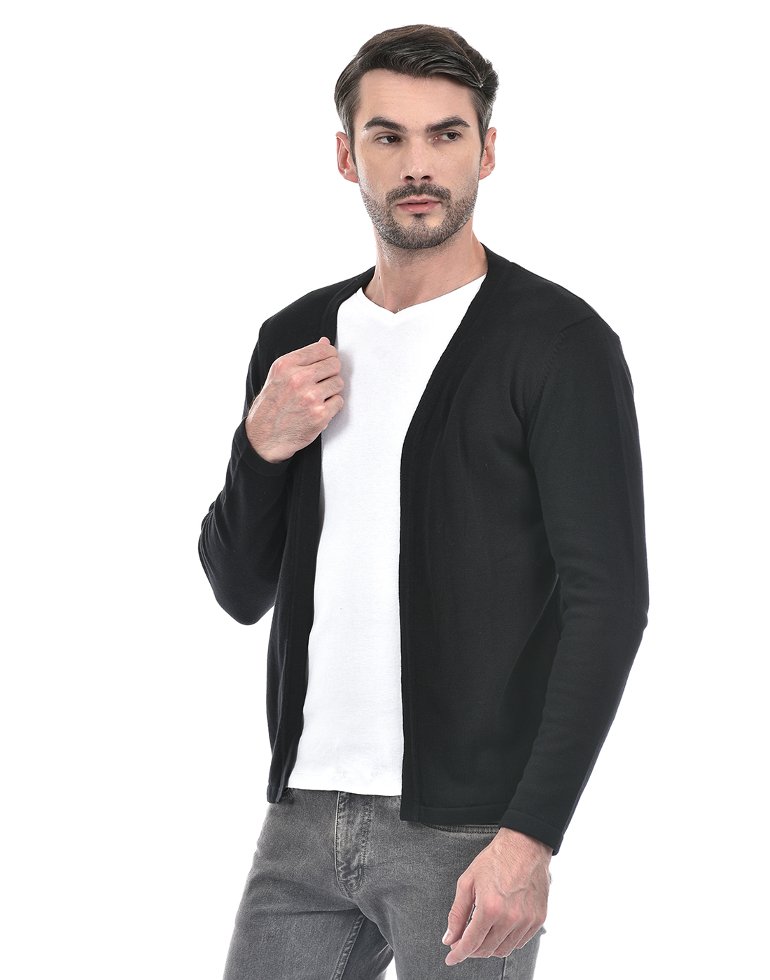 Numero Uno Men Solid Black Shrug